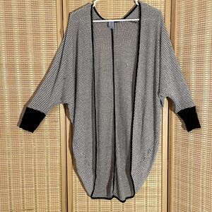 Pink Melo Womens M Black White‎ Knit Cardigan Open Front Sweater Office Casual